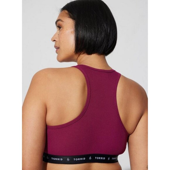 Torrid NWT 0x Lightly Lined Burgundy Rib Henley Bralette - Picture 5 of 6